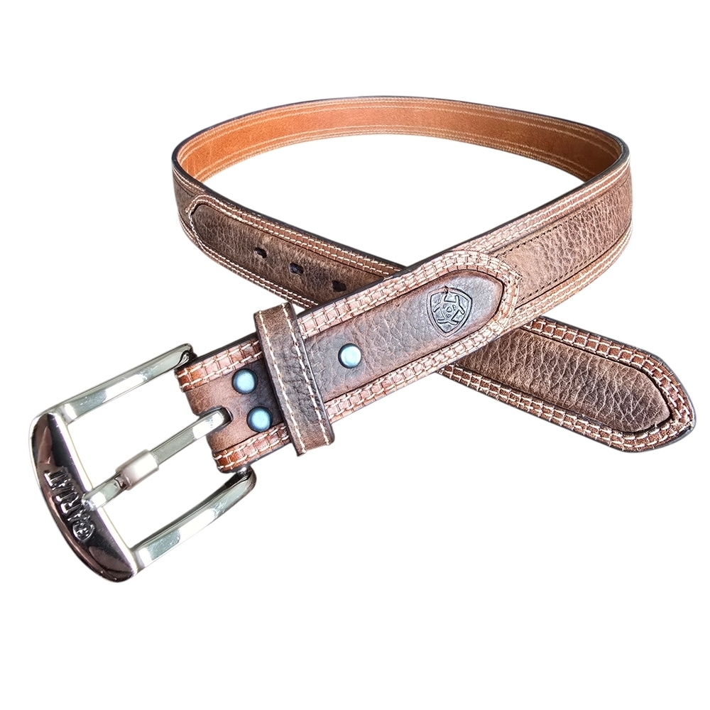 Ariat Brown Leather Belt with Silver Buckle